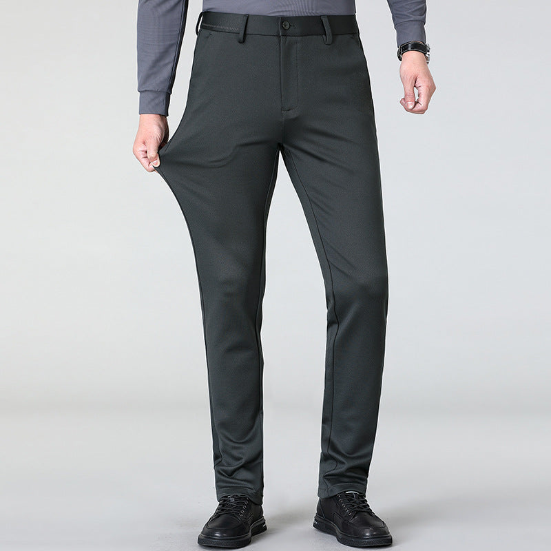 Men's casual trousers for autumn and winter, thick and high-end middle-aged and young people, small straight tube