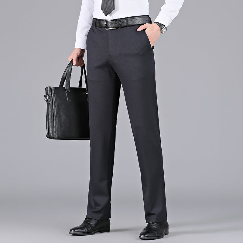 Autumn and winter wool trousers high-end elastic men's business casual mulberry silk drape suit trousers men