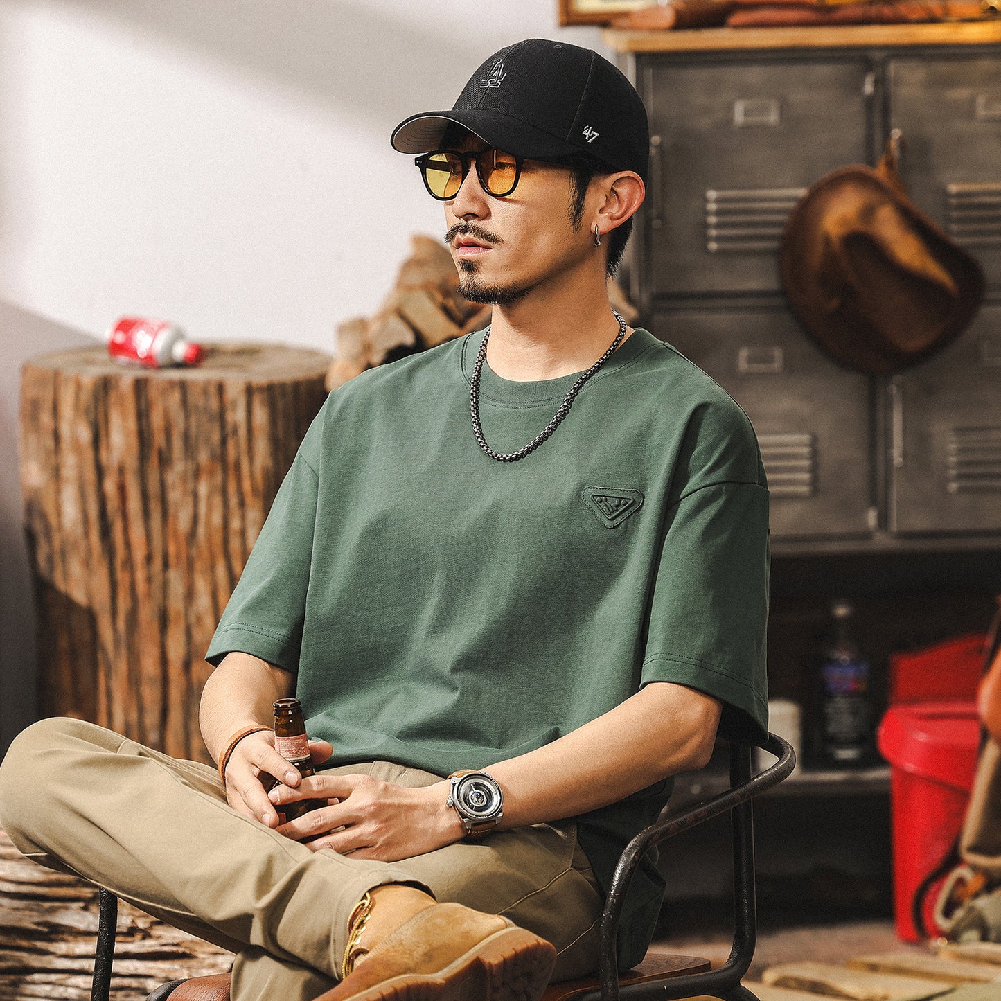 American heavyweight T-shirt men's summer short-sleeved 2025 new trendy brand loose tops men