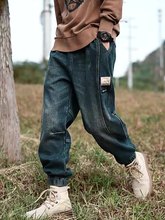 American heavyweight retro work pants men's spring and autumn loose large size jeans men's autumn wide-leg casual pants with cuffs