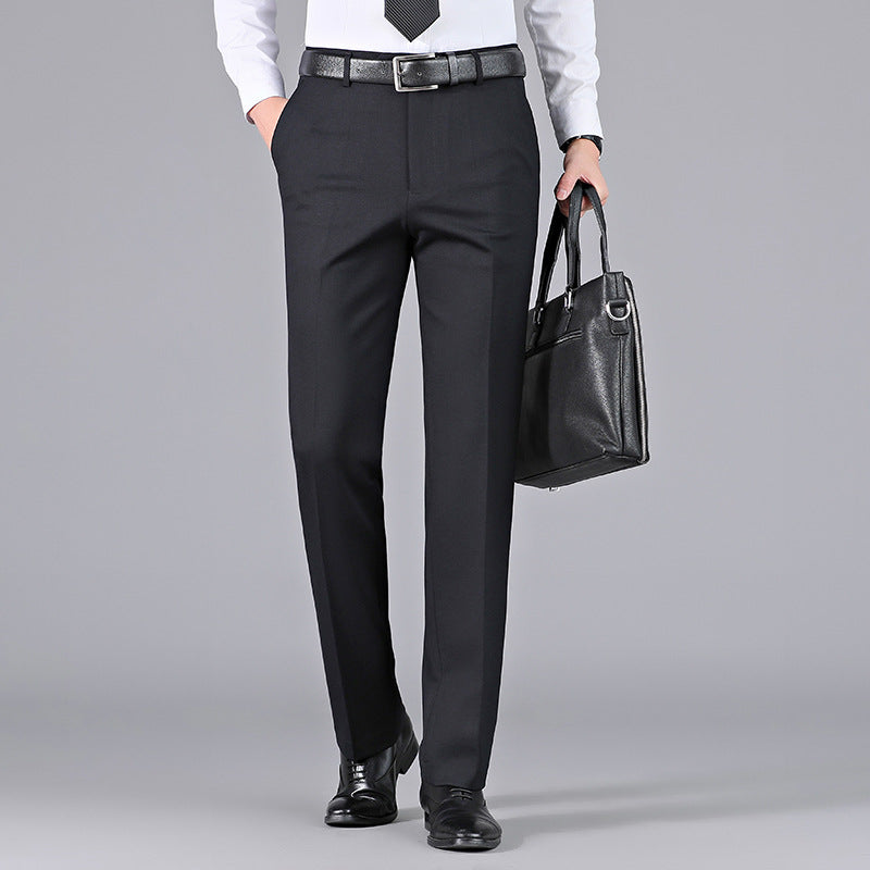 Men's thick wool stretch straight casual suit pants for autumn and winter
