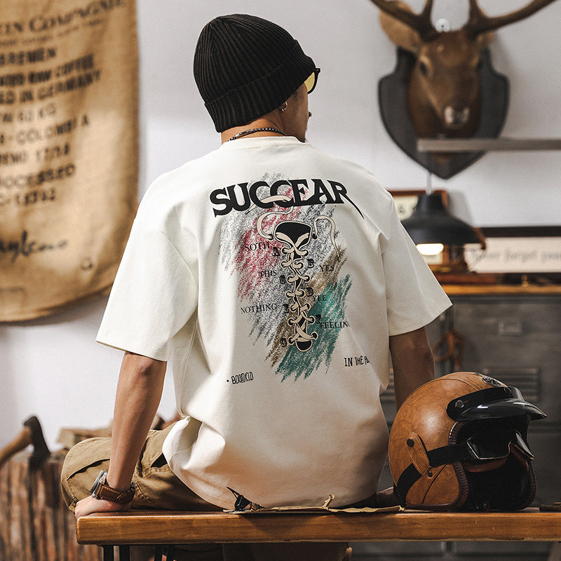 40 cool feeling t-shirt men's short sleeve summer 2025 new trend three-dimensional dynamic printing loose casual tops men's T
