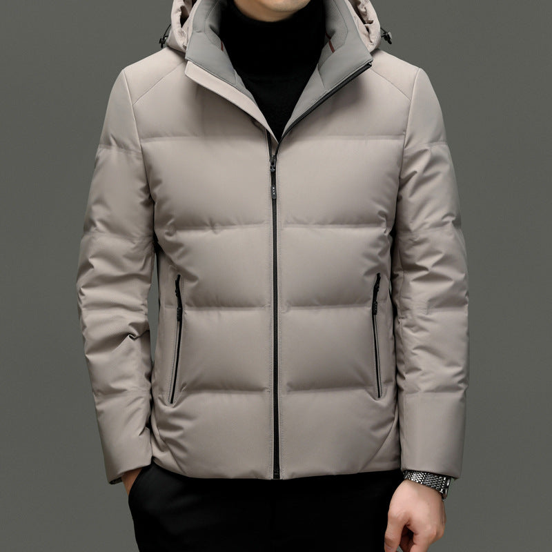 2024 Winter down jacket for men, lightweight and warm, white goose down, high-end men's fashion, casual, thick stand-up collar jacket