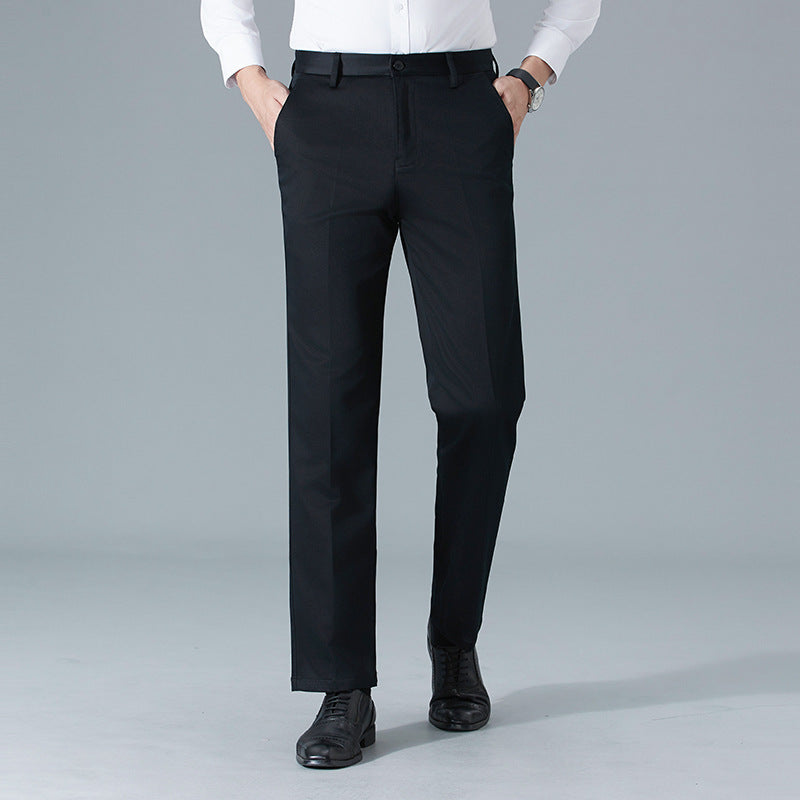 Men's straight-leg workwear trousers, business elastic men's trousers, free ironing