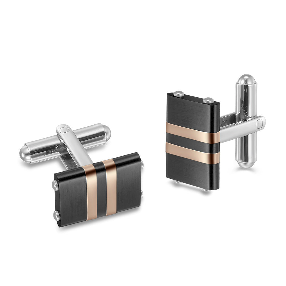 New stainless steel combination solid two-color men's cufflinks European and American titanium steel suit shirt cufflinks