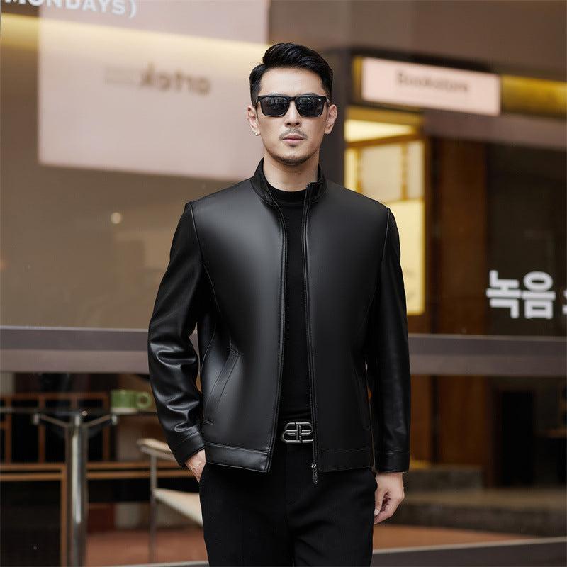 Sheep leather leather jacket, men's leather jacket, coat lining down jacket