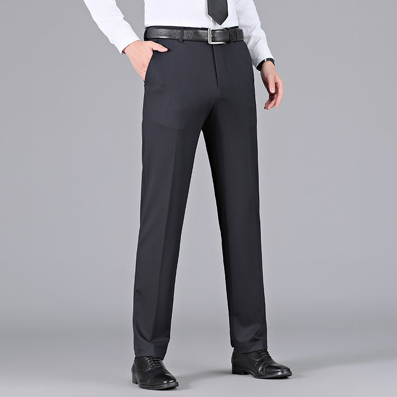 Autumn and winter wool trousers high-end elastic men's business casual mulberry silk drape suit trousers men