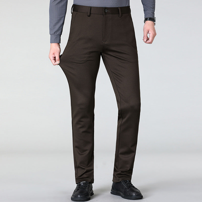 Men's casual trousers for autumn and winter, thick and high-end middle-aged and young people, small straight tube
