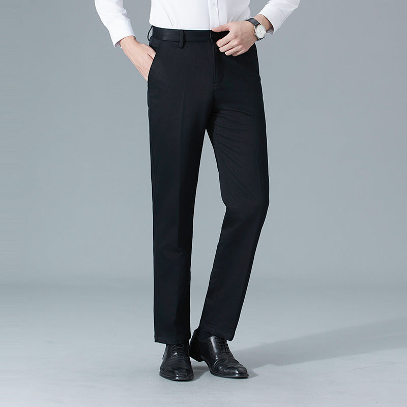 Men's straight-leg workwear trousers, business elastic men's trousers, free ironing