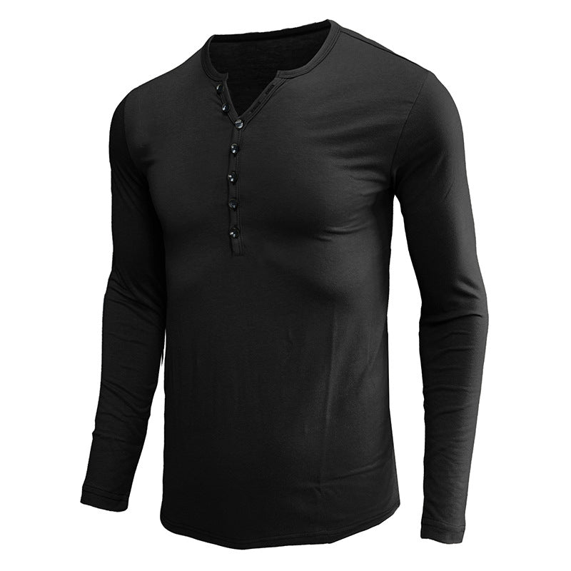 Sports slim muscle men's short-sleeved T-shirt fitness elastic thread tight solid color American Henry