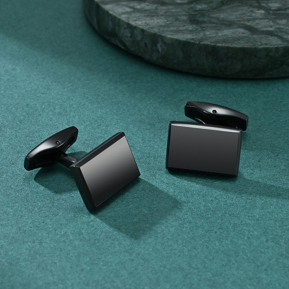 Simple square bevel brushed men's high-end suit cufflinks French business collar cufflinks