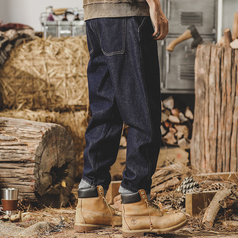American retro classic jeans men's straight 2024 new versatile loose large size trousers