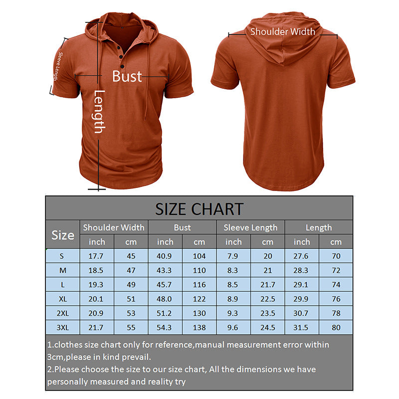 Sports Fitness Men's Short Sleeve T-shirt European and American Men's Hoodie Tops Foreign Trade American Henry Shirt