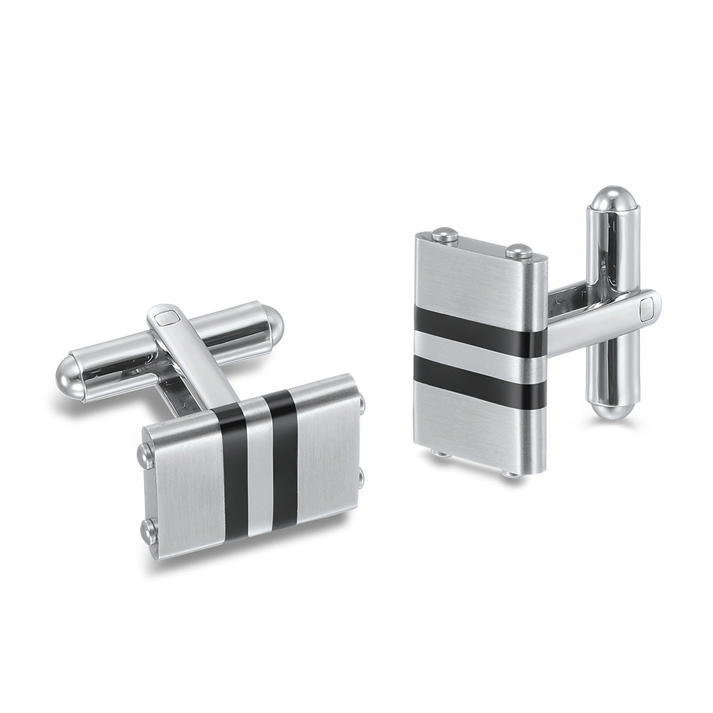 New stainless steel combination solid two-color men's cufflinks European and American titanium steel suit shirt cufflinks