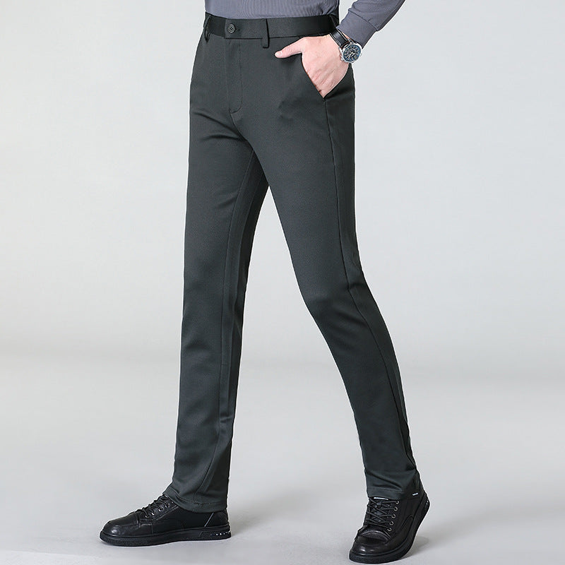 Men's casual trousers for autumn and winter, thick and high-end middle-aged and young people, small straight tube