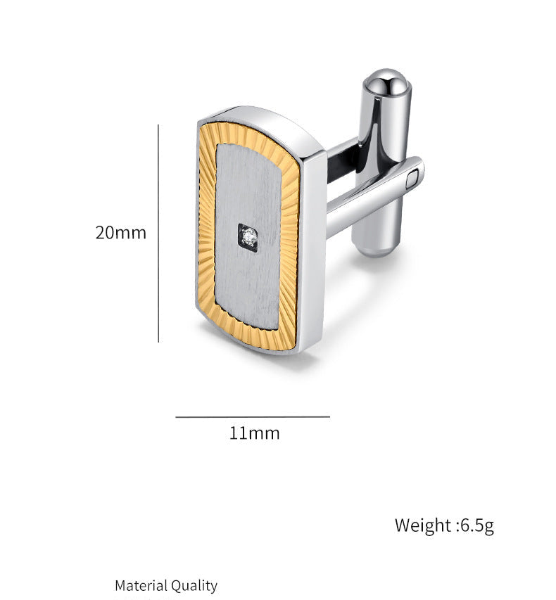 Original folding fan texture stainless steel French cufflinks new fashion French diamond metal cufflinks