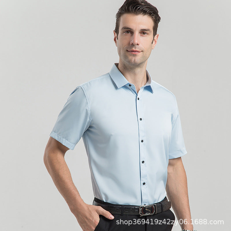 Short-sleeved shirt solid color business commuting simple men's clothes