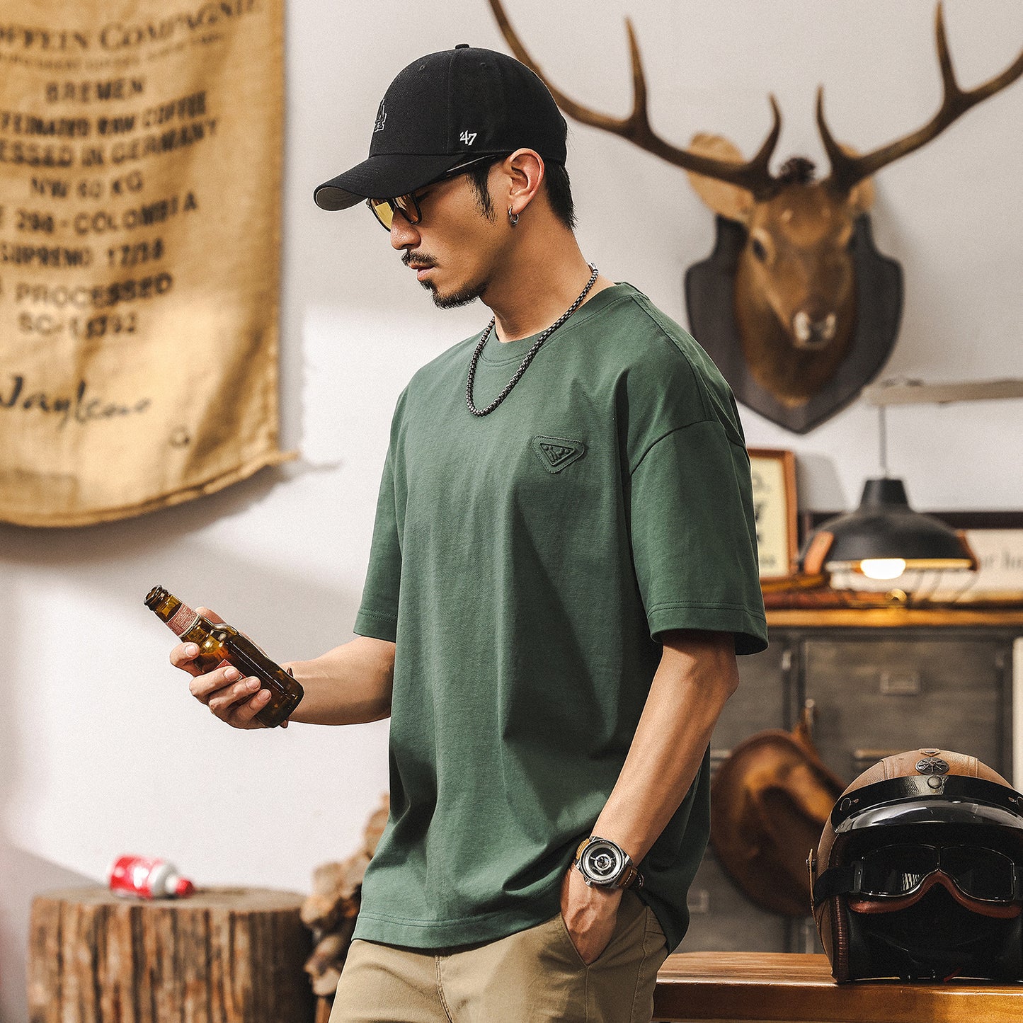 American heavyweight T-shirt men's summer short-sleeved 2025 new trendy brand loose tops men