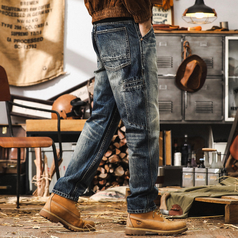2025 new men's pants trendy brand loose straight washed casual pants