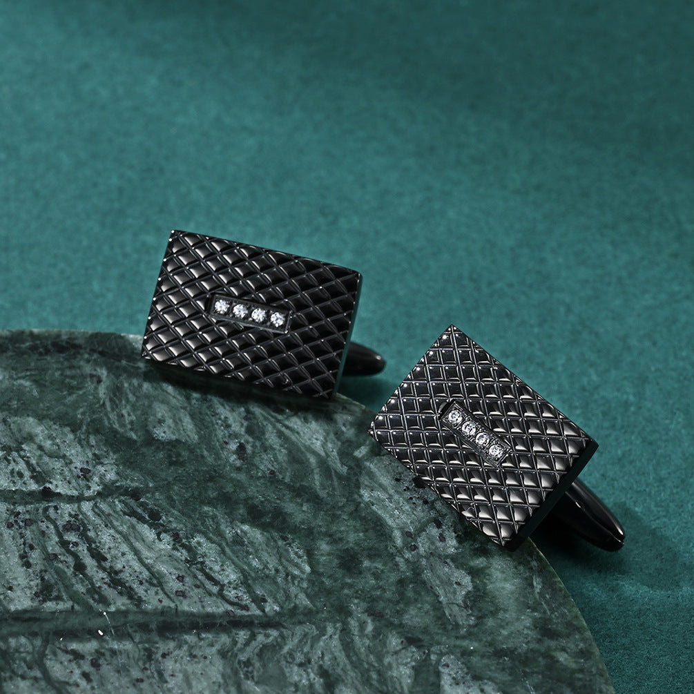 Fashionable diamond embossed CNC stone inlaid men's cufflinks French suit shirt cufflinks cuff nails