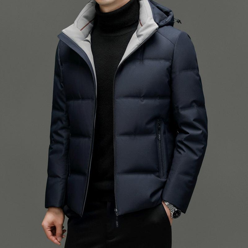 2024 Winter down jacket for men, lightweight and warm, white goose down, high-end men's fashion, casual, thick stand-up collar jacket