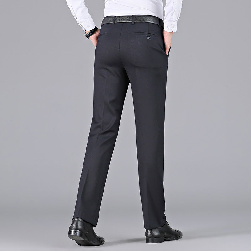 Autumn and winter wool trousers high-end elastic men's business casual mulberry silk drape suit trousers men