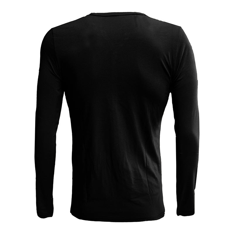 Sports slim muscle men's short-sleeved T-shirt fitness elastic thread tight solid color American Henry