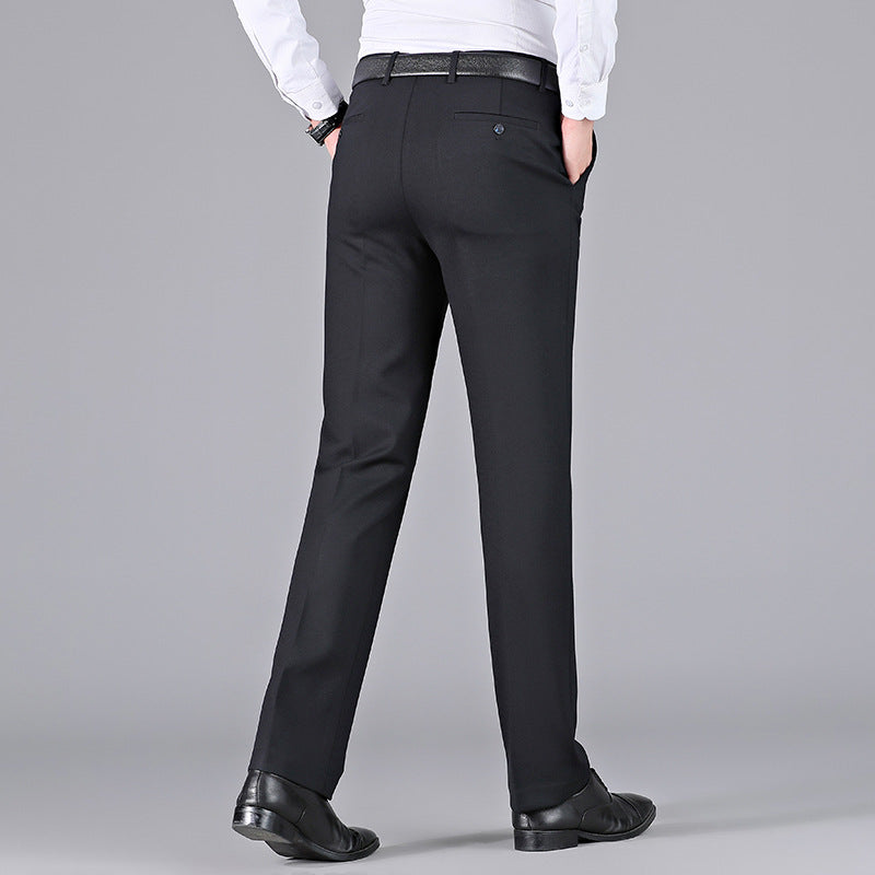 Men's thick wool stretch straight casual suit pants for autumn and winter