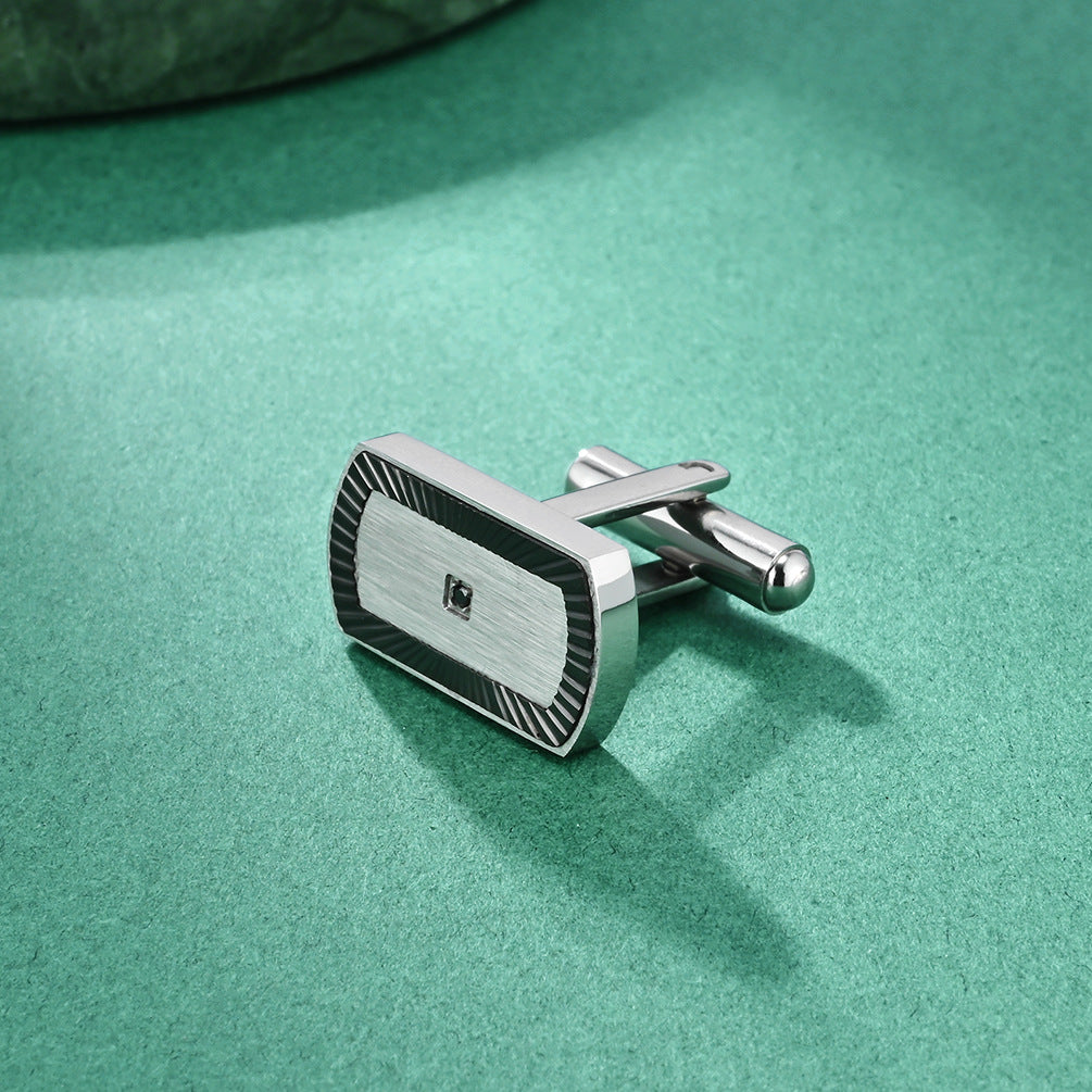 Original folding fan texture stainless steel French cufflinks new fashion French diamond metal cufflinks