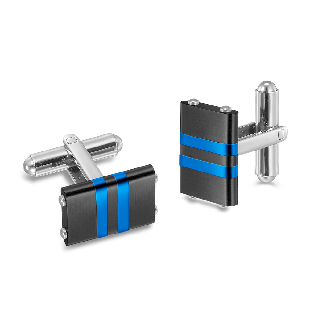 New stainless steel combination solid two-color men's cufflinks European and American titanium steel suit shirt cufflinks
