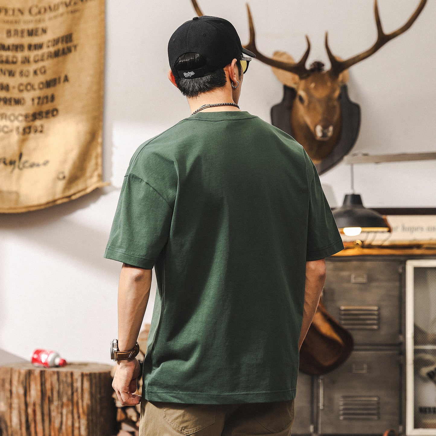 American heavyweight T-shirt men's summer short-sleeved 2025 new trendy brand loose tops men