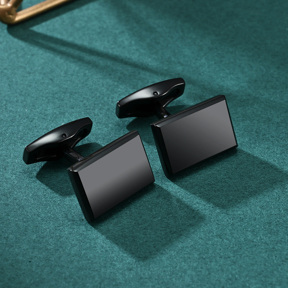 Simple square bevel brushed men's high-end suit cufflinks French business collar cufflinks