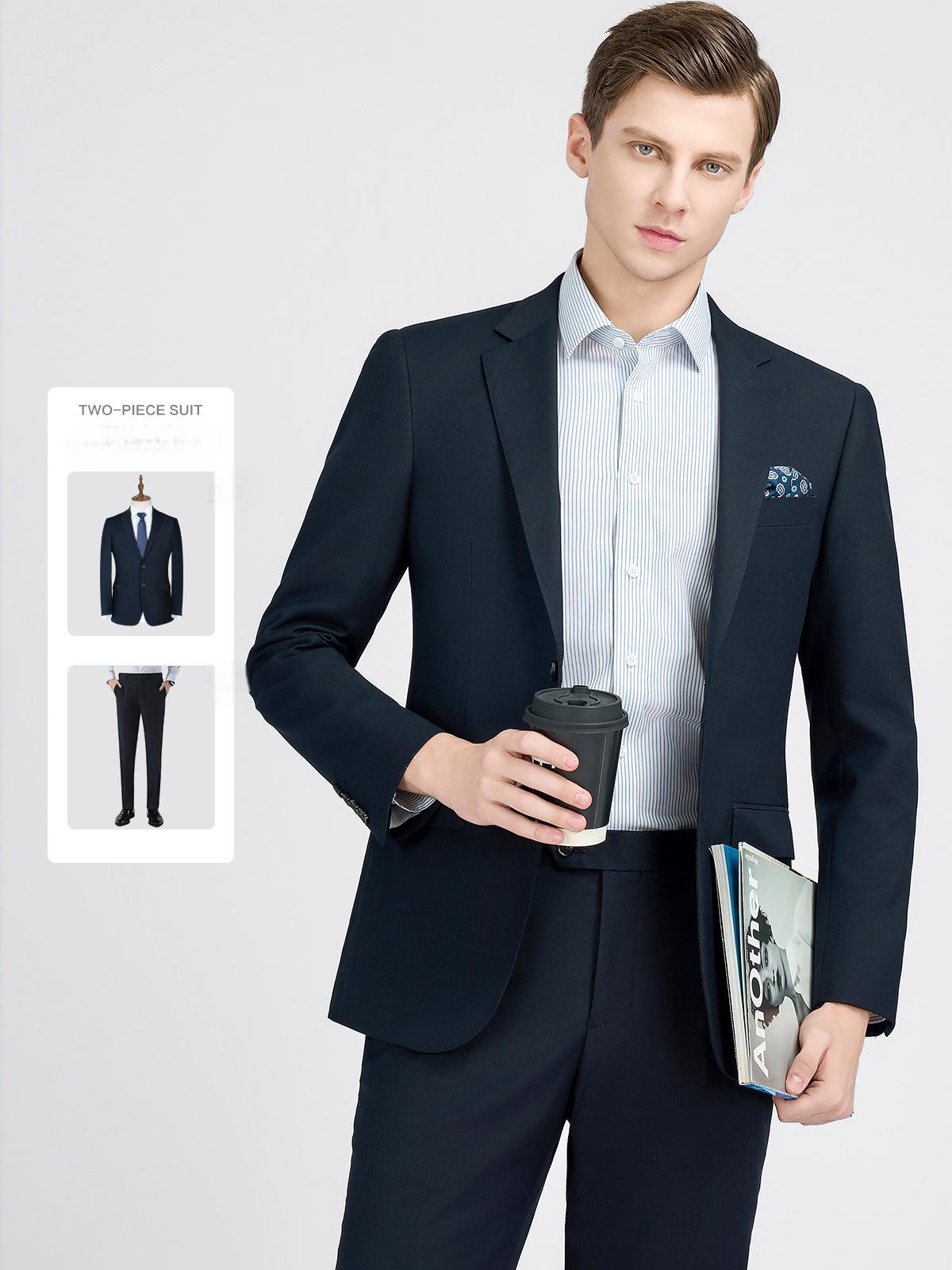 Navy blue men's suits work clothes