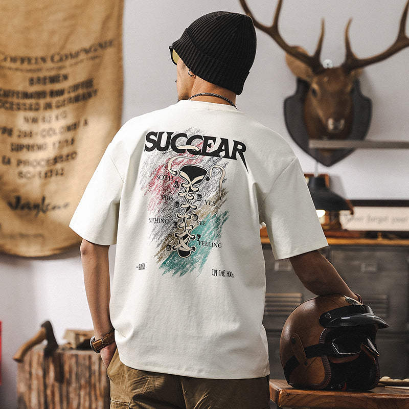 40 cool feeling t-shirt men's short sleeve summer 2025 new trend three-dimensional dynamic printing loose casual tops men's T