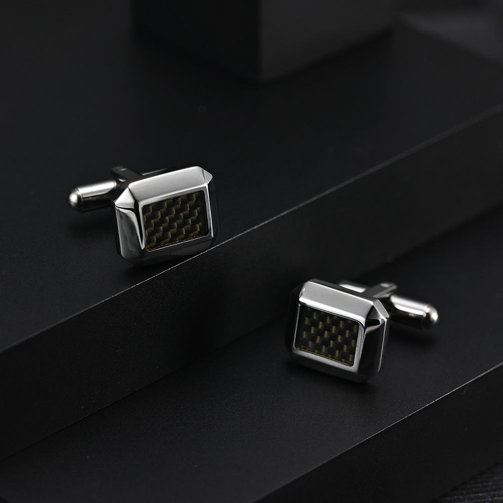 New Men's Carved Grooved Oil-filled Titanium Steel French Simple Suit Cufflinks High-end French Decorative Buttons