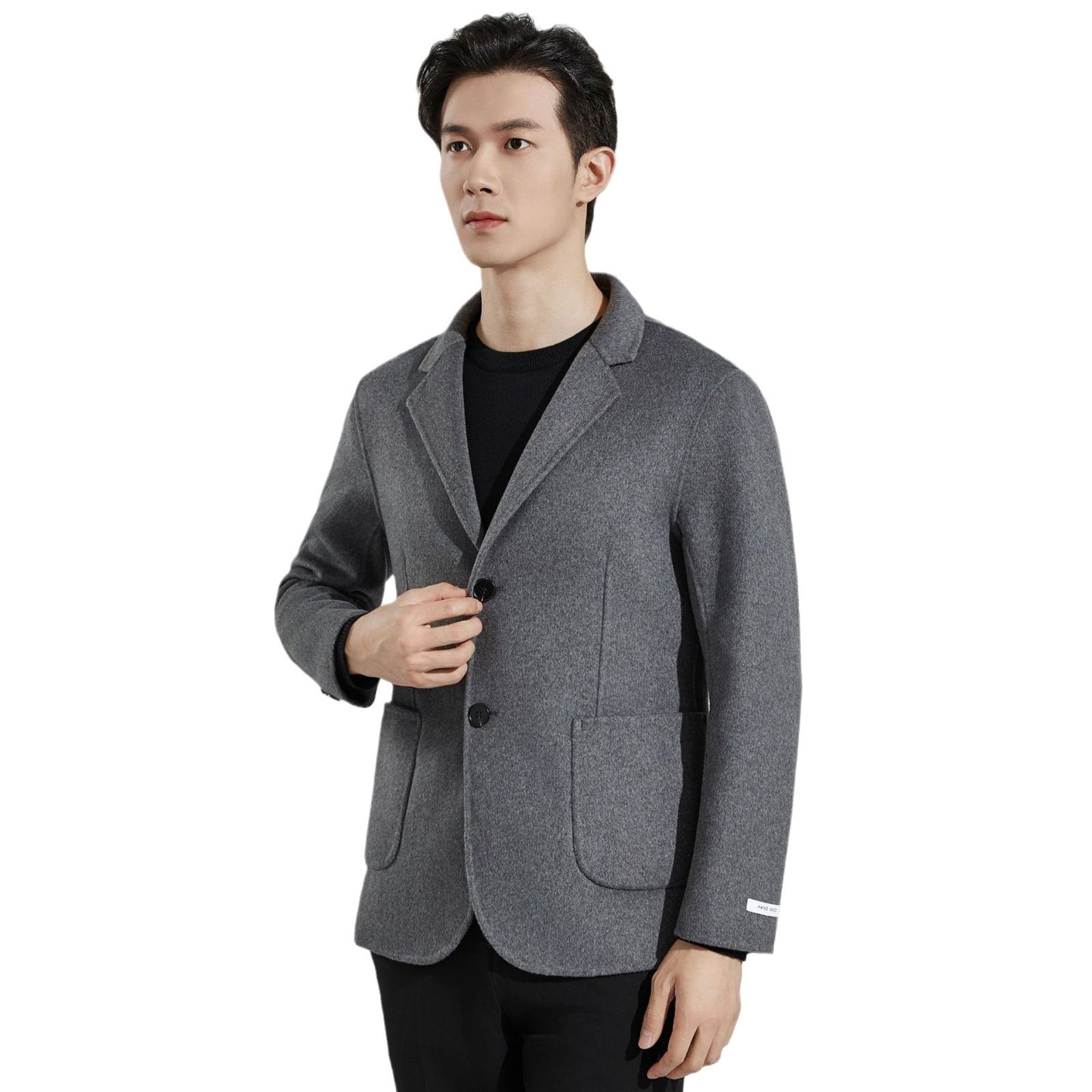 2024 Autumn and Winter Thickened Double-faced Wool Suit Jacket Men's Fashion Single-breasted Casual Cashmere Jacket Small Suit