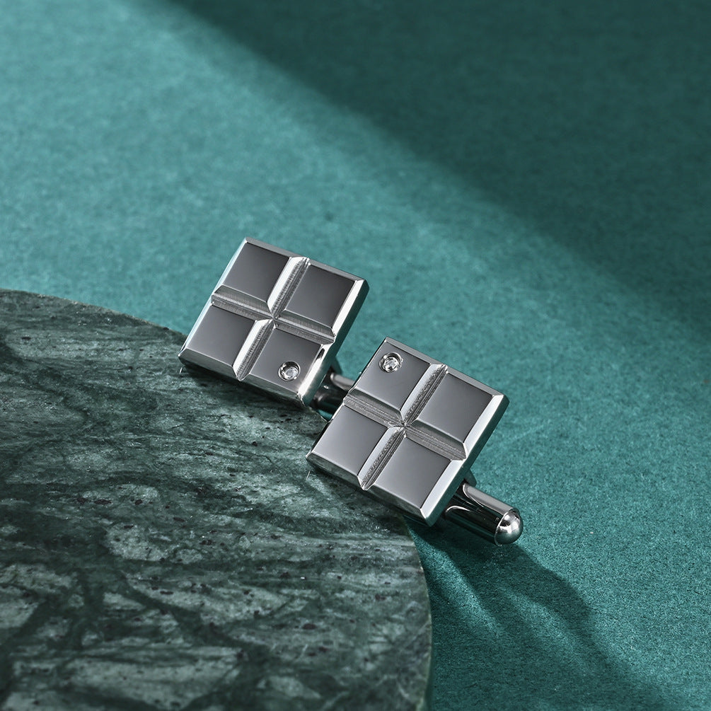 New Men's Slotted Oil-filled Stainless Steel French Simple Fashion Suit Cufflinks High-end French Shirt Decorative Buttons