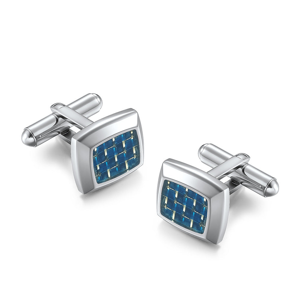 Stainless steel beveled glue carbon fiber cufflinks European and American titanium steel shirt French cufflinks