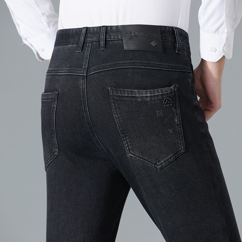 autumn and winter new Korean jeans for middle-aged and young men, all-match straight pants, business slim casual trousers