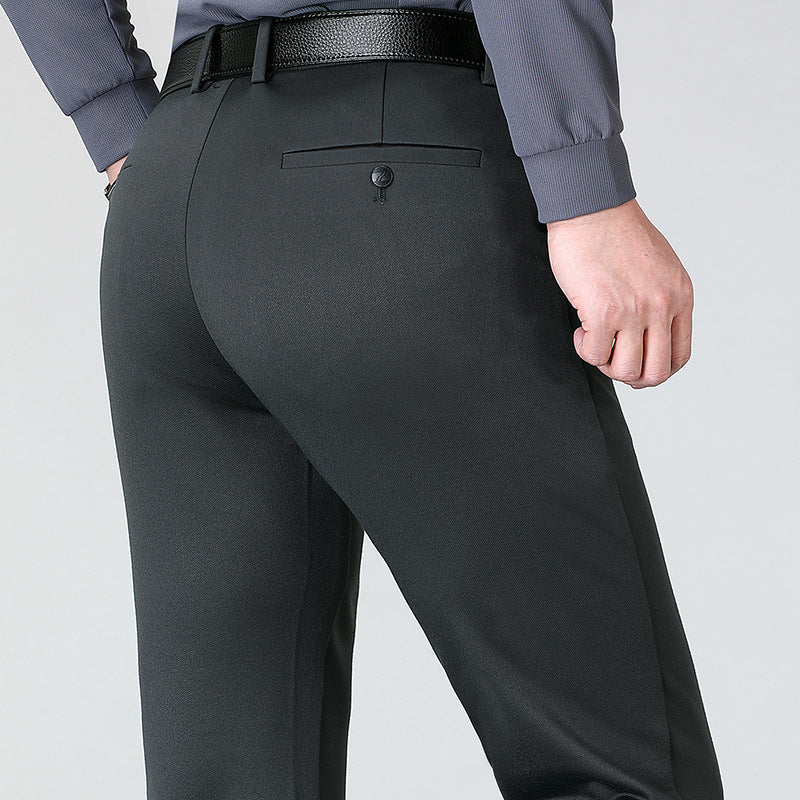 Men's casual trousers for autumn and winter, thick and high-end middle-aged and young people, small straight tube