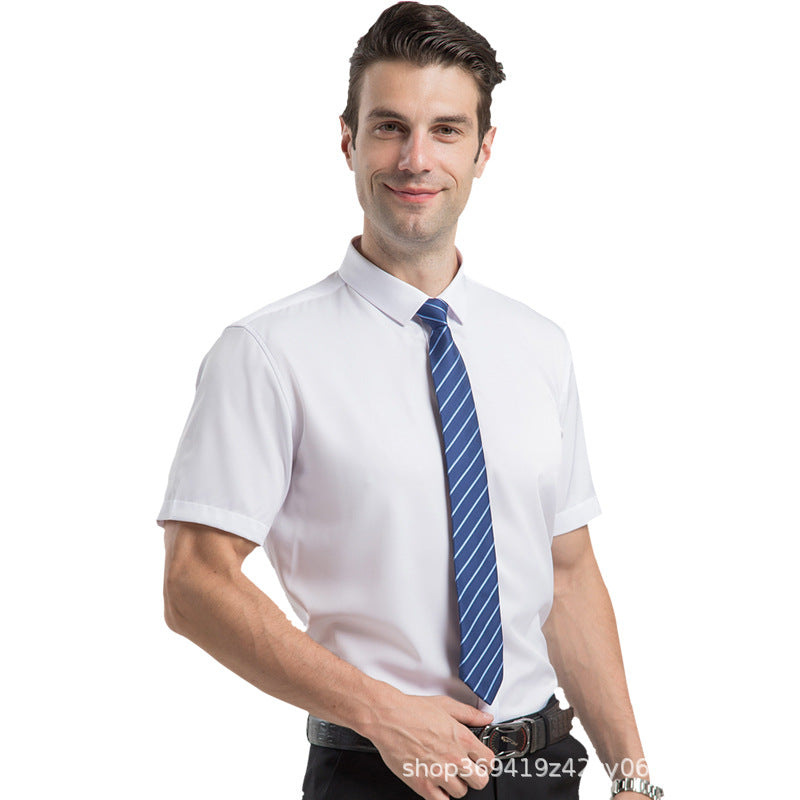 Short-sleeved shirt solid color business commuting simple men's clothes