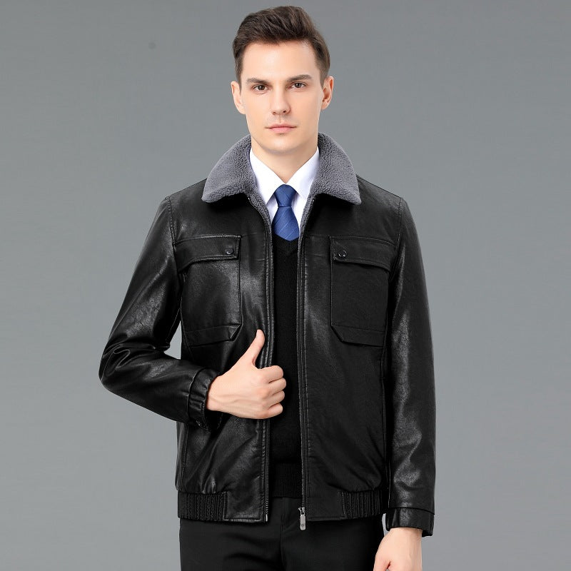 Winter thickened genuine leather jacket for men, high-end fur and fur integrated business handsome sheepskin warm jacket