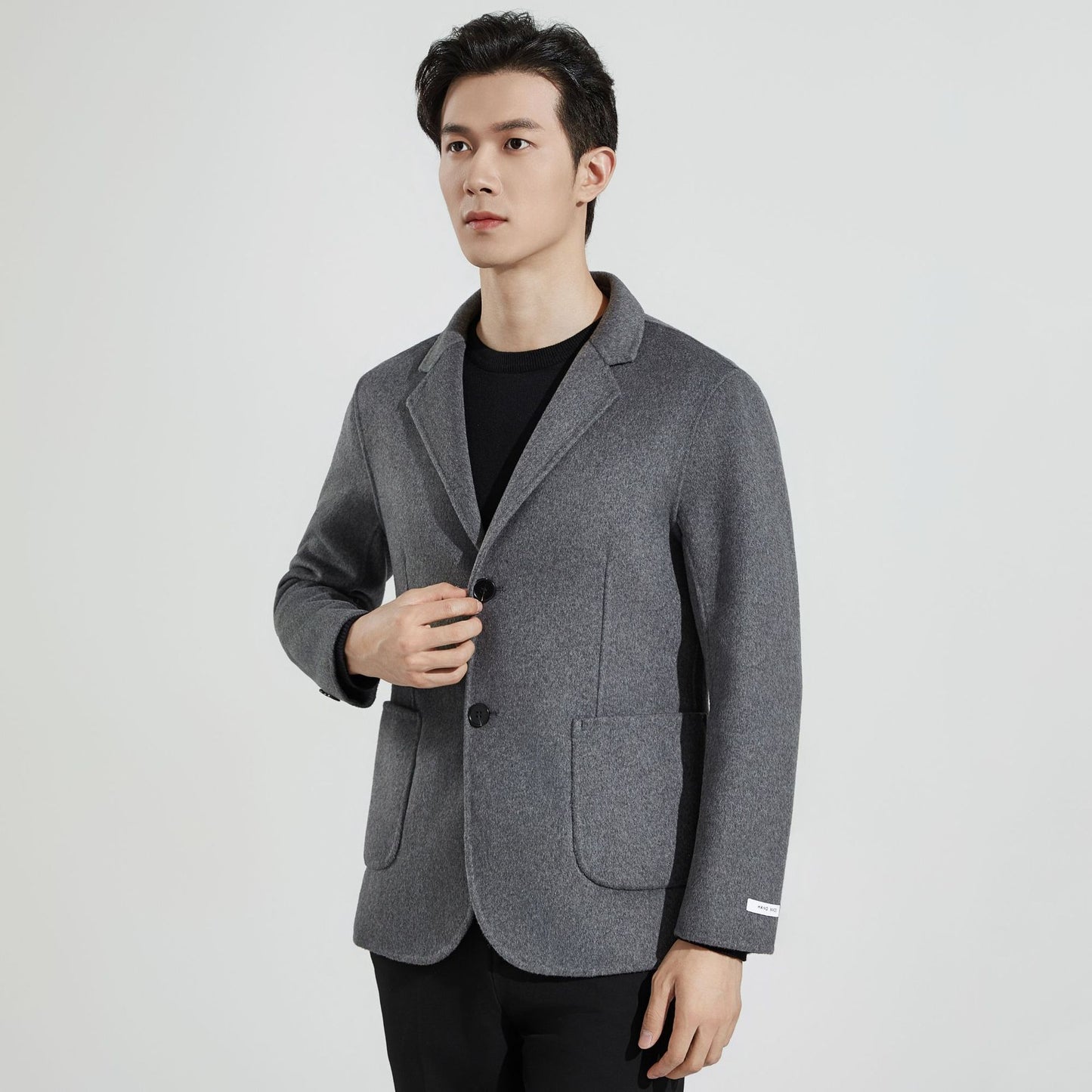 2024 Autumn and Winter Thickened Double-faced Wool Suit Jacket Men's Fashion Single-breasted Casual Cashmere Jacket Small Suit