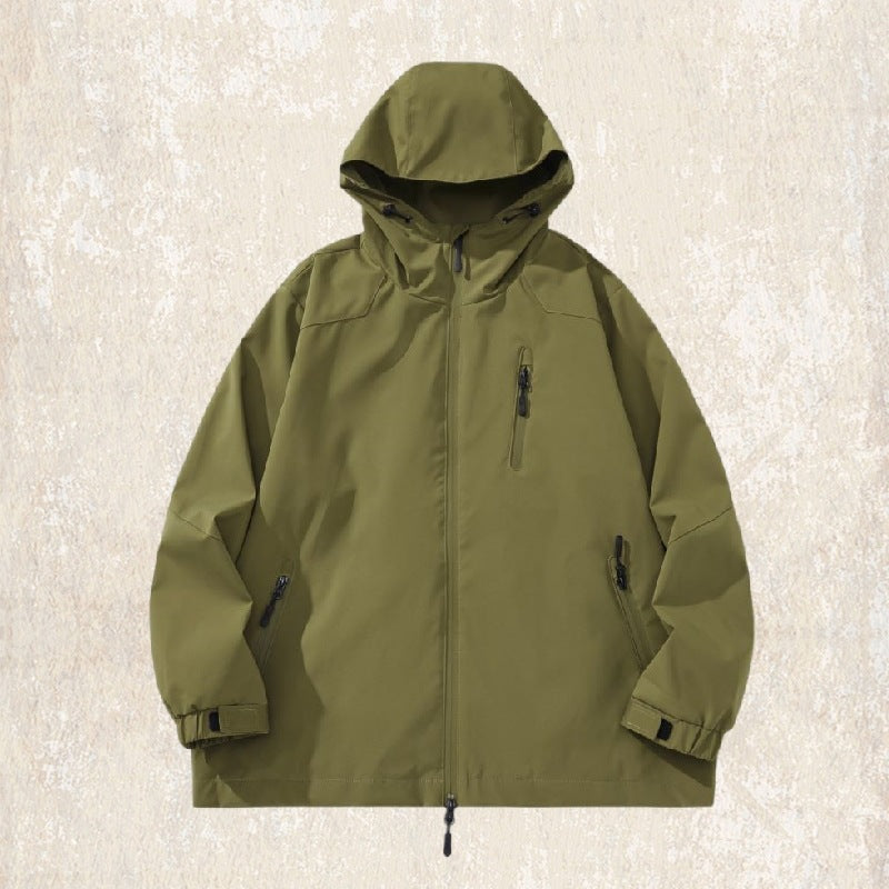 Urban outdoor commuting black jacket, three-proof mountain hiking waterproof jacket for men