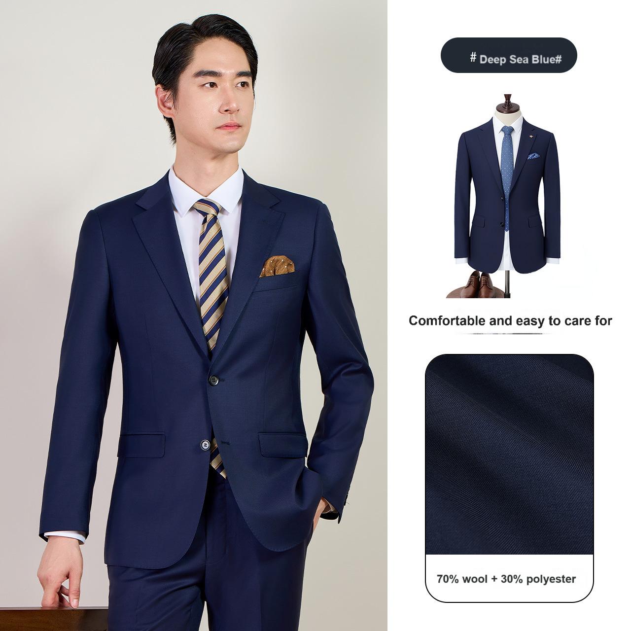 High-end professional suits for men, wool, machine washable groomsmen suits, wedding white-collar formal suits, men's suits for autumn, full set