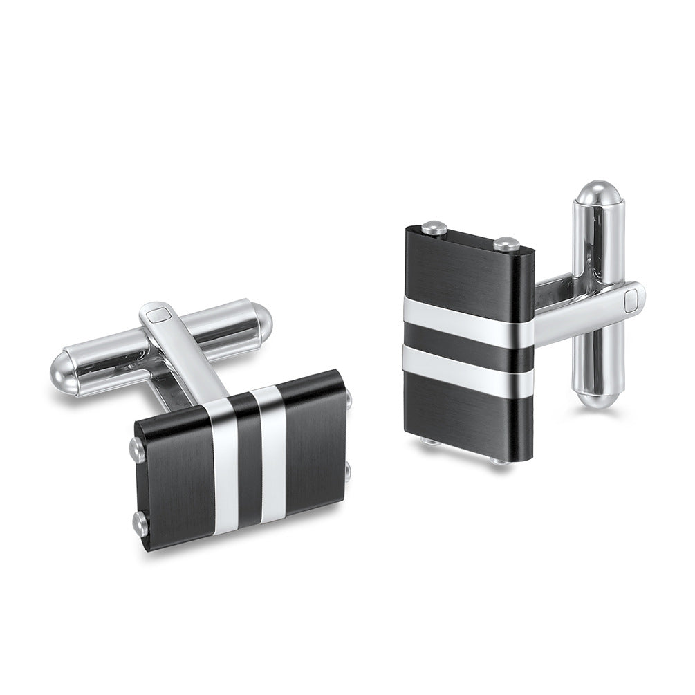 New stainless steel combination solid two-color men's cufflinks European and American titanium steel suit shirt cufflinks