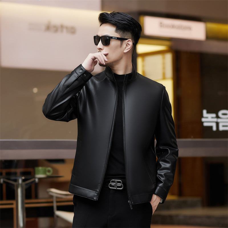 Sheep leather leather jacket, men's leather jacket, coat lining down jacket