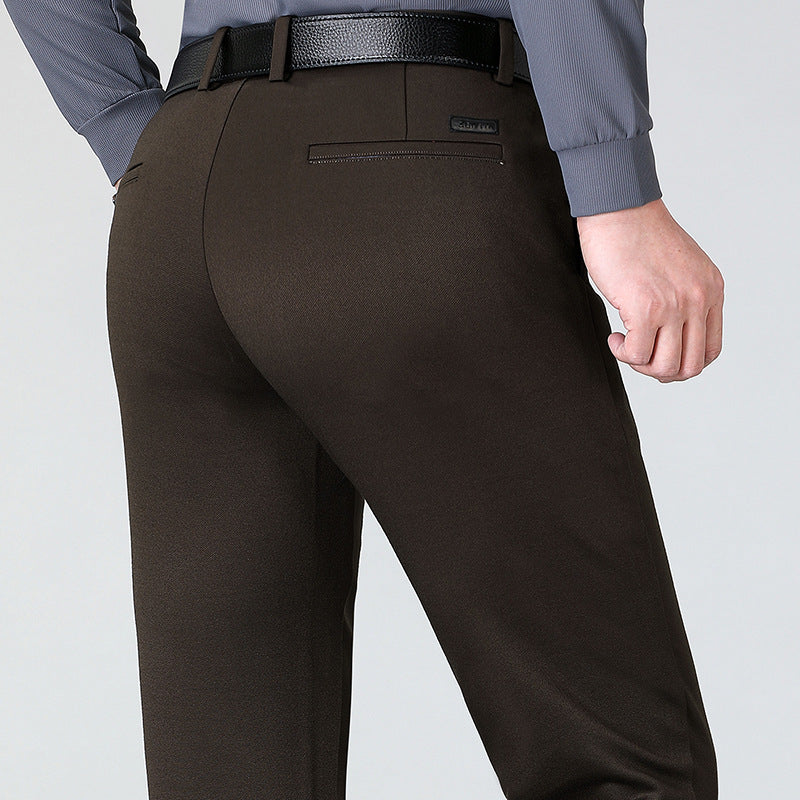 Men's casual trousers for autumn and winter, thick and high-end middle-aged and young people, small straight tube