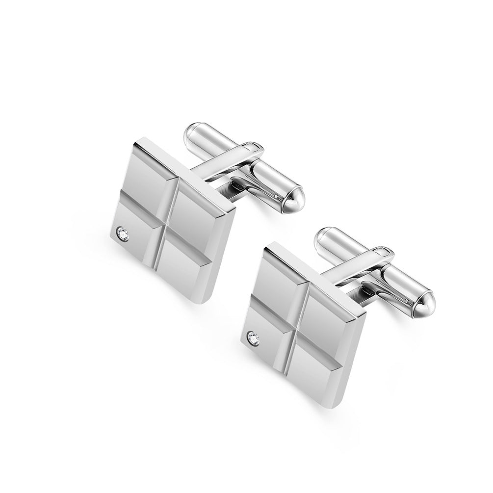 New Men's Slotted Oil-filled Stainless Steel French Simple Fashion Suit Cufflinks High-end French Shirt Decorative Buttons