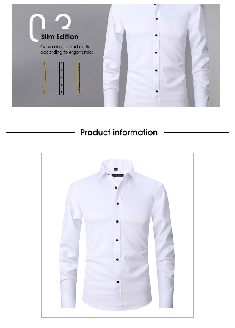 Spring and autumn casual tops, professional shirts, company work clothes, high-end commuting, iron-free business white shirts